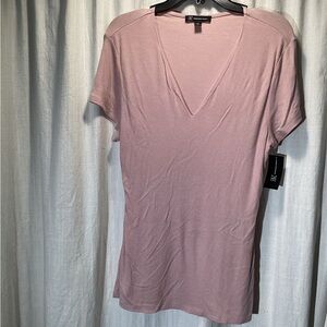 INC International Concepts Dusty Rose V-Neck Short Sleeve Top NWT